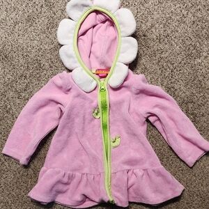 Pink Hooded Cover-up  with White Petal Trim